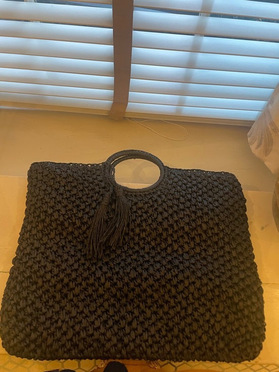 Handbags - Navy Rattan Woven Round-Handle Tote Bag - Stylish Everyday Carry